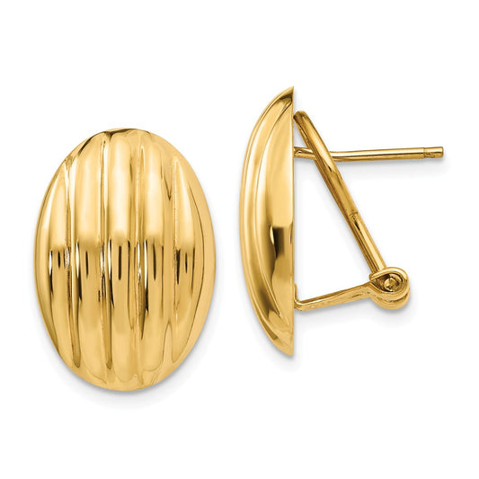 Million Charms 14k Yellow Gold Polished Fancy Omega Back Post Earrings, 19mm x 18mm