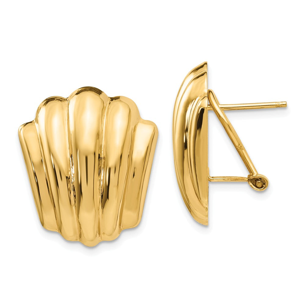 Million Charms 14k Yellow Gold Polished Fancy Omega Back Post Earrings, 22mm x 19mm
