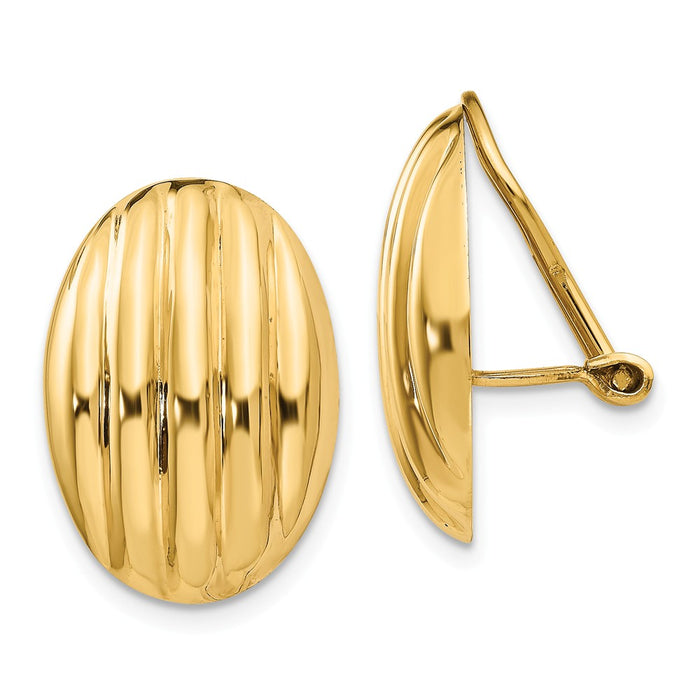 Million Charms 14k Yellow Gold Non-pierced Fancy Earrings, 20mm x 14mm
