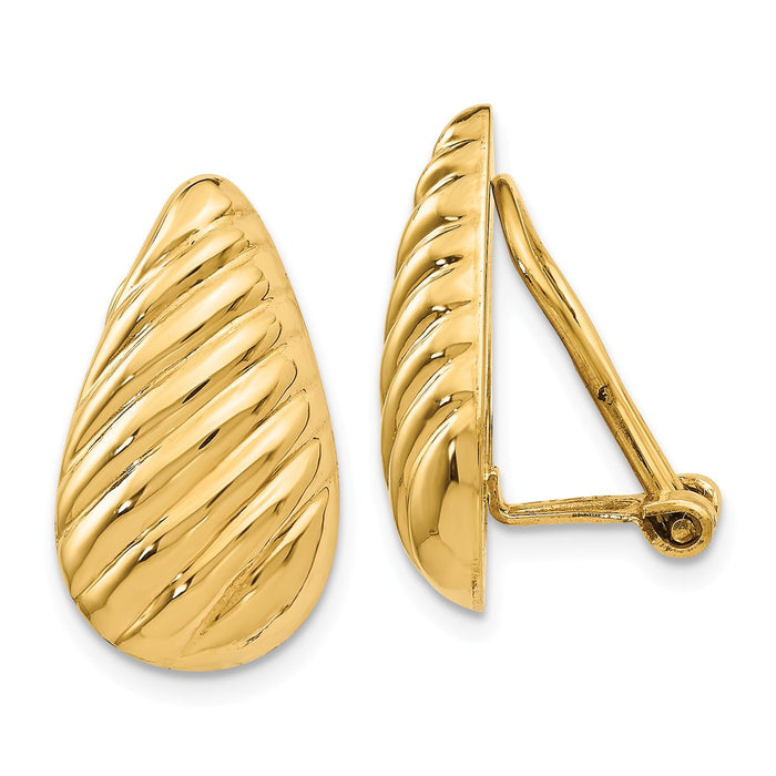 Million Charms 14k Yellow Gold Non-pierced Fancy Earrings, 19mm x 11mm