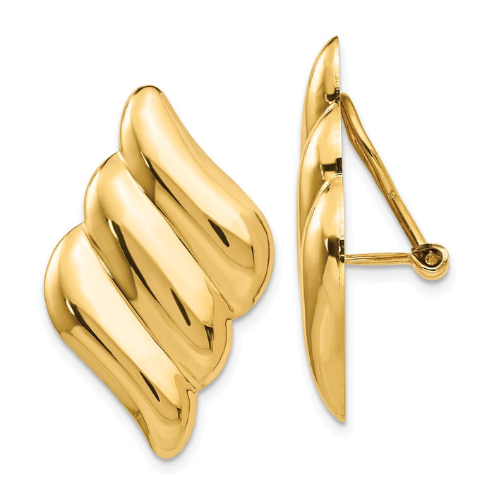 Million Charms 14k Yellow Gold Non-pierced Fancy Earrings, 30mm x 19mm