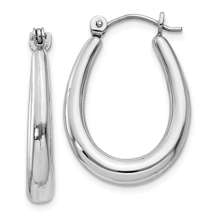 Million Charms 14k White Gold Polished Hoop Earrings, 10mm x 3mm