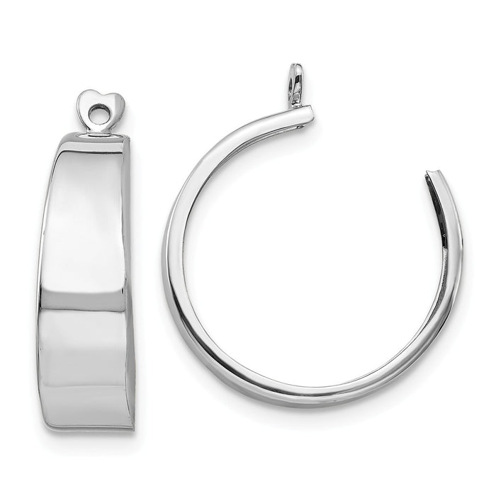 Million Charms 14k White Gold Polished Hoop Earring Jackets, 24mm x 6mm