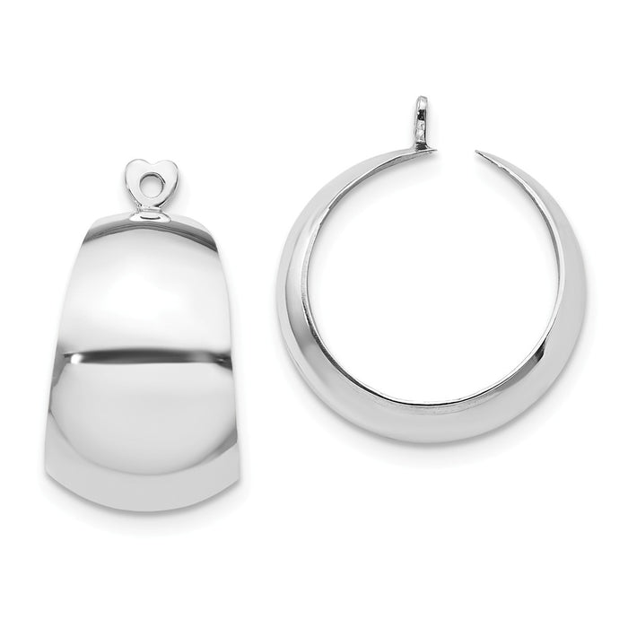 Million Charms 14k White Gold Polished Hoop Earring Jackets, 20mm x 11mm