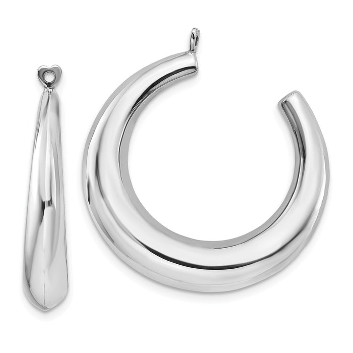 Million Charms 14k White Gold Polished Hoop Earring Jackets, 33mm x 5mm