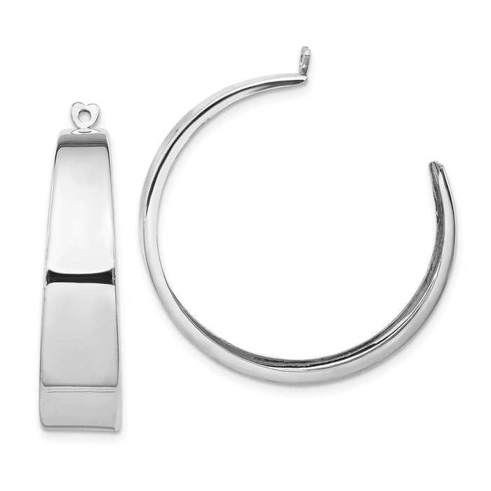 Million Charms 14k White Gold Polished Hoop Earring Jackets, 33mm x 9mm