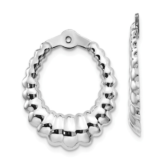 Million Charms 14k White Gold Scalloped Hoop Earring Jackets, 25mm x 20mm