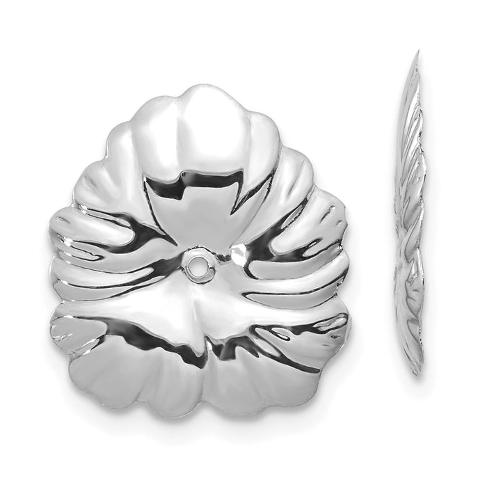 Million Charms 14k White Gold Floral Earring Jackets, 15mm x 14mm