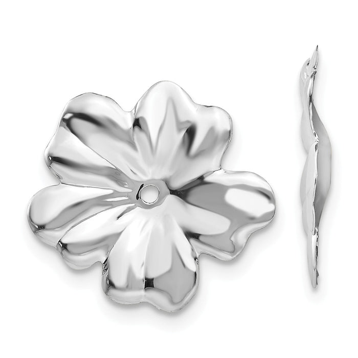 Million Charms 14k White Gold Floral Earring Jackets, 11mm x 11mm