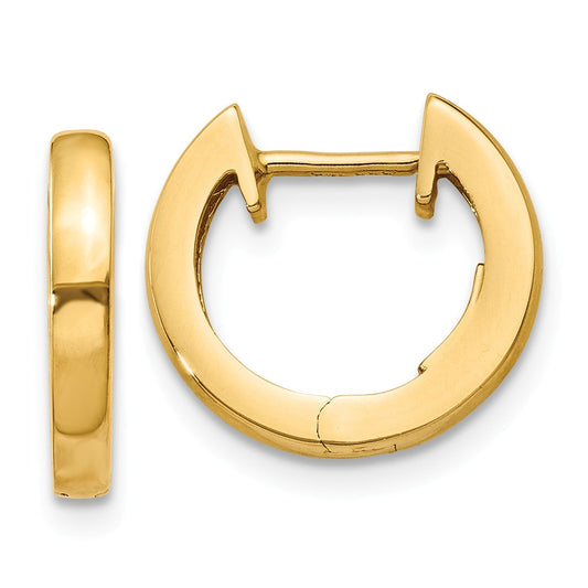 Million Charms 14k Yellow Gold Polished 2MM Hinged Hoop Earrings, 9mm x 2.5mm