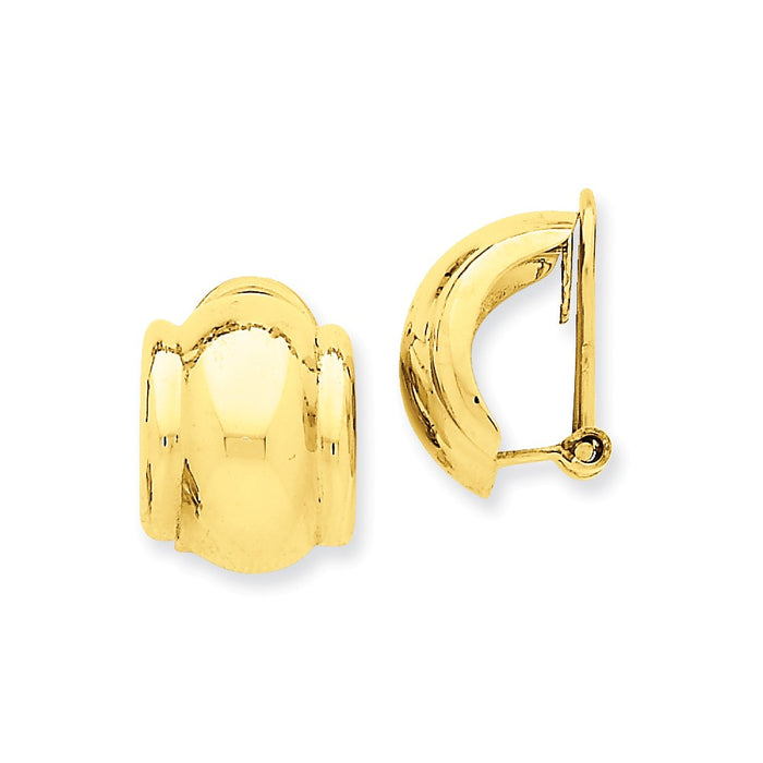 Million Charms 14k Yellow Gold Omega Clip Non-pierced Earrings, 16mm x 12mm
