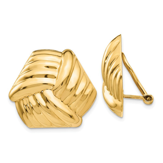 Million Charms 14k Yellow Gold Omega Clip Non-pierced Earrings, 21mm x 23mm