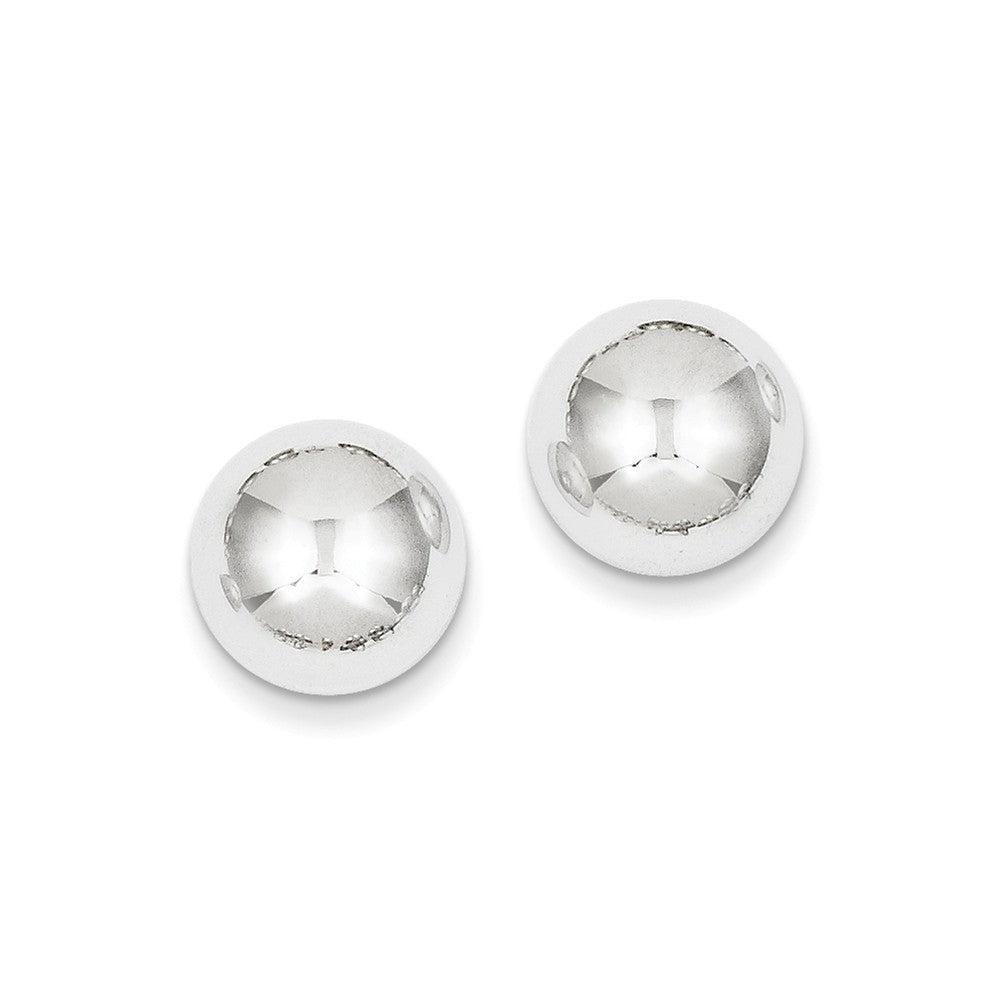 Million Charms 14k White Gold 12mm Half Ball Post Earrings, 12mm x 12mm