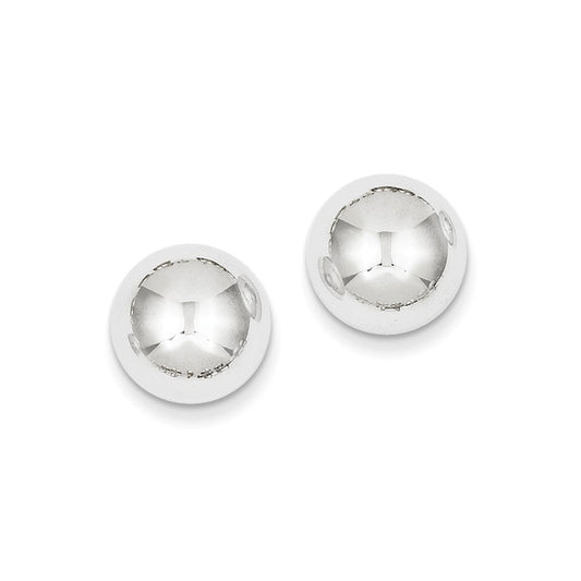 Million Charms 14k White Gold 12mm Half Ball Post Earrings, 12mm x 12mm