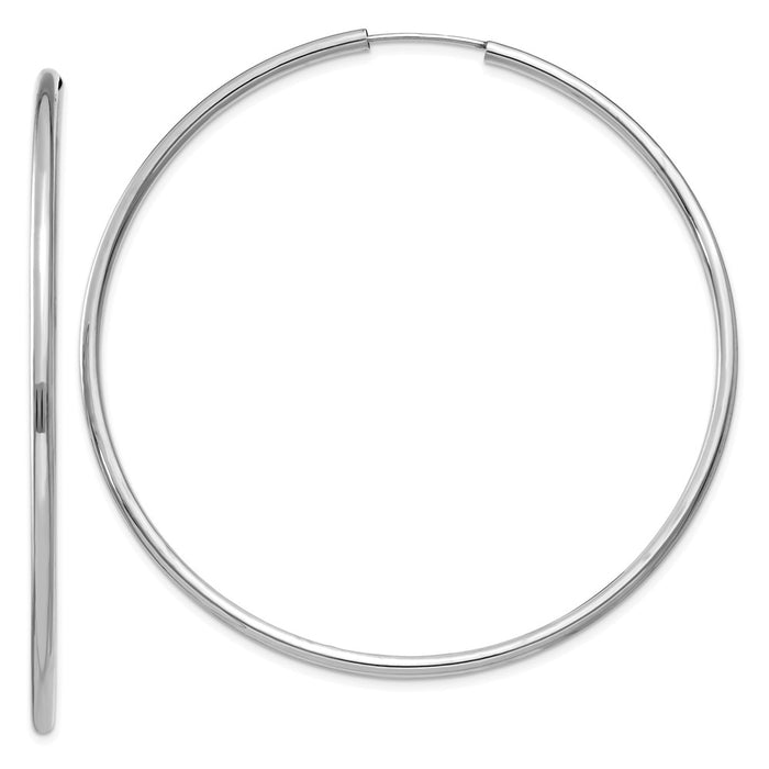 Million Charms 14k White Gold Polished Endless 2mm Hoop Earrings, 56mm x 56mm
