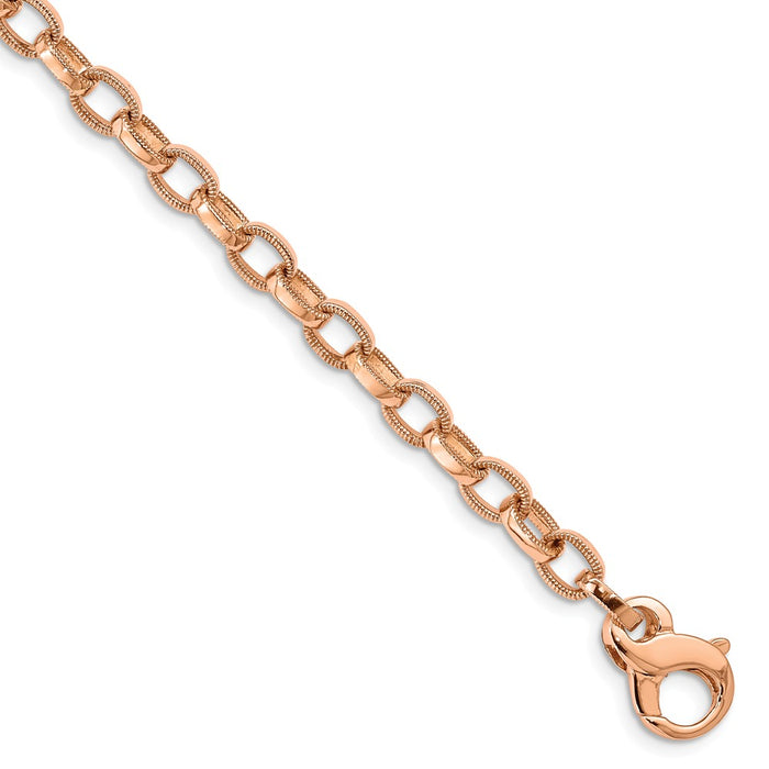 Million Charms 14k Rose Gold 5.0mm Fancy Link Bracelet, Chain Length: 8.5 inches