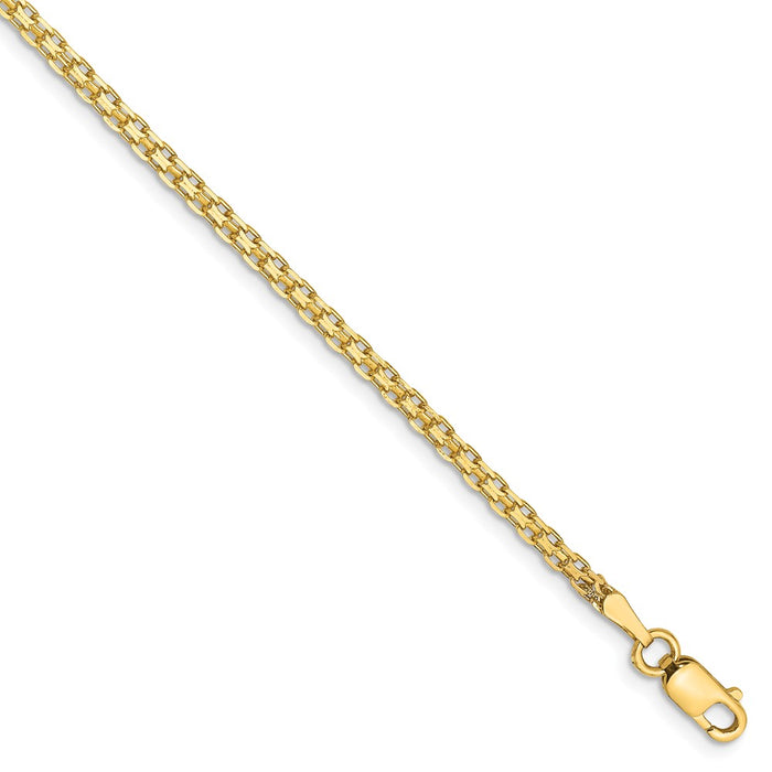 Million Charms 14k Yellow Gold 2mm Lightweight Flat Chain, Chain Length: 7 inches