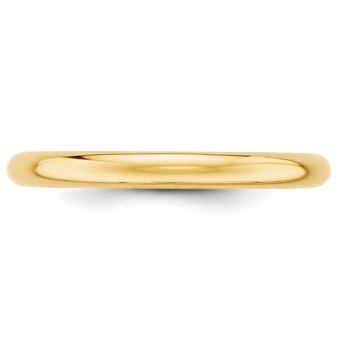 14k Yellow Gold 2.5mm Half Round Wedding Band Size 8