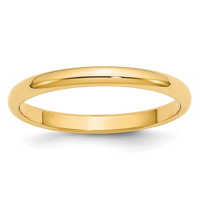 14k Yellow Gold 2.5mm Half Round Wedding Band Size 8