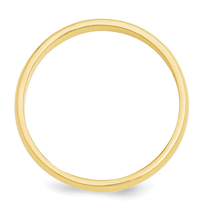 14k Yellow Gold 3mm Half-Round Wedding Band, Size: 6.5