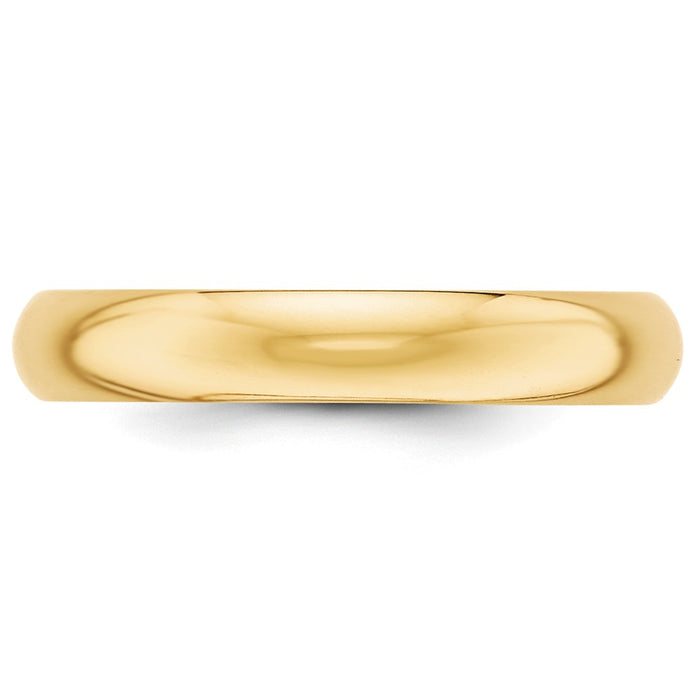 14k Yellow Gold 4mm Half-Round Wedding Band, Size: 10.5