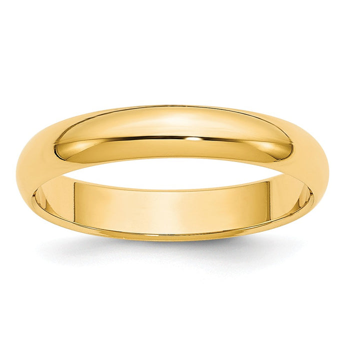 14k Yellow Gold 4mm Half-Round Wedding Band, Size: 10.5