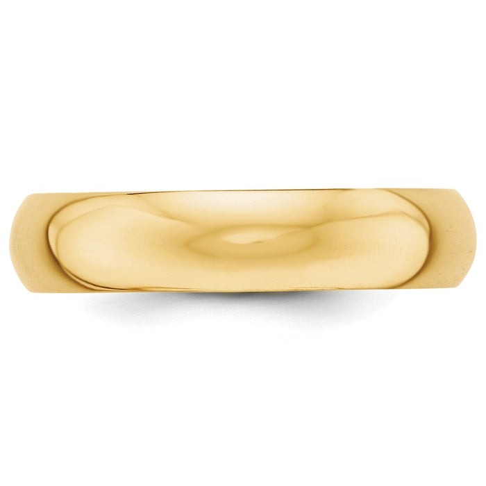 14k Yellow Gold 5mm Half-Round Wedding Band, Size: 5