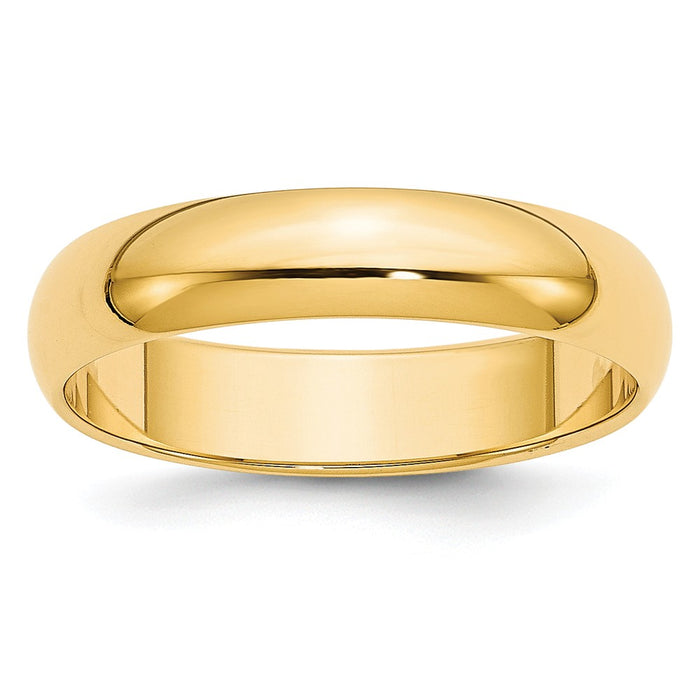 14k Yellow Gold 5mm Half-Round Wedding Band, Size: 9.5