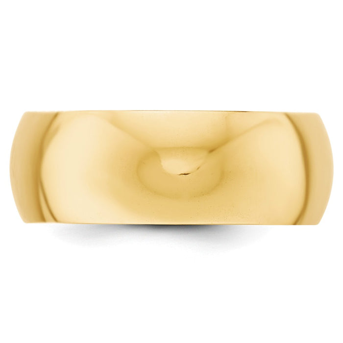 14k Yellow Gold 8mm Half-Round Wedding Band, Size: 5.5