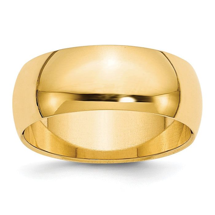 14k Yellow Gold 8mm Half-Round Wedding Band, Size: 6