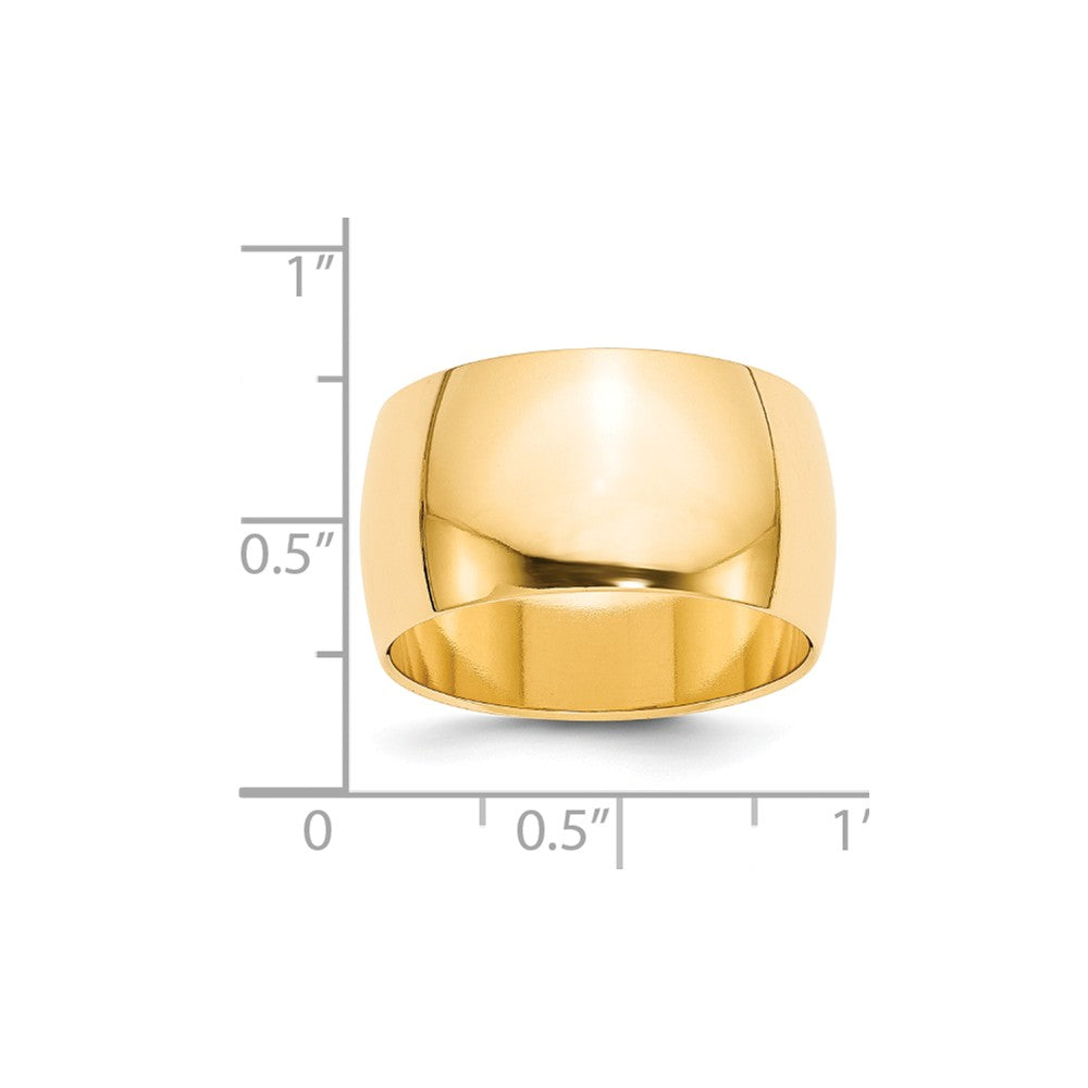 14k Yellow Gold 12mm Half Round Wedding Band Size 14