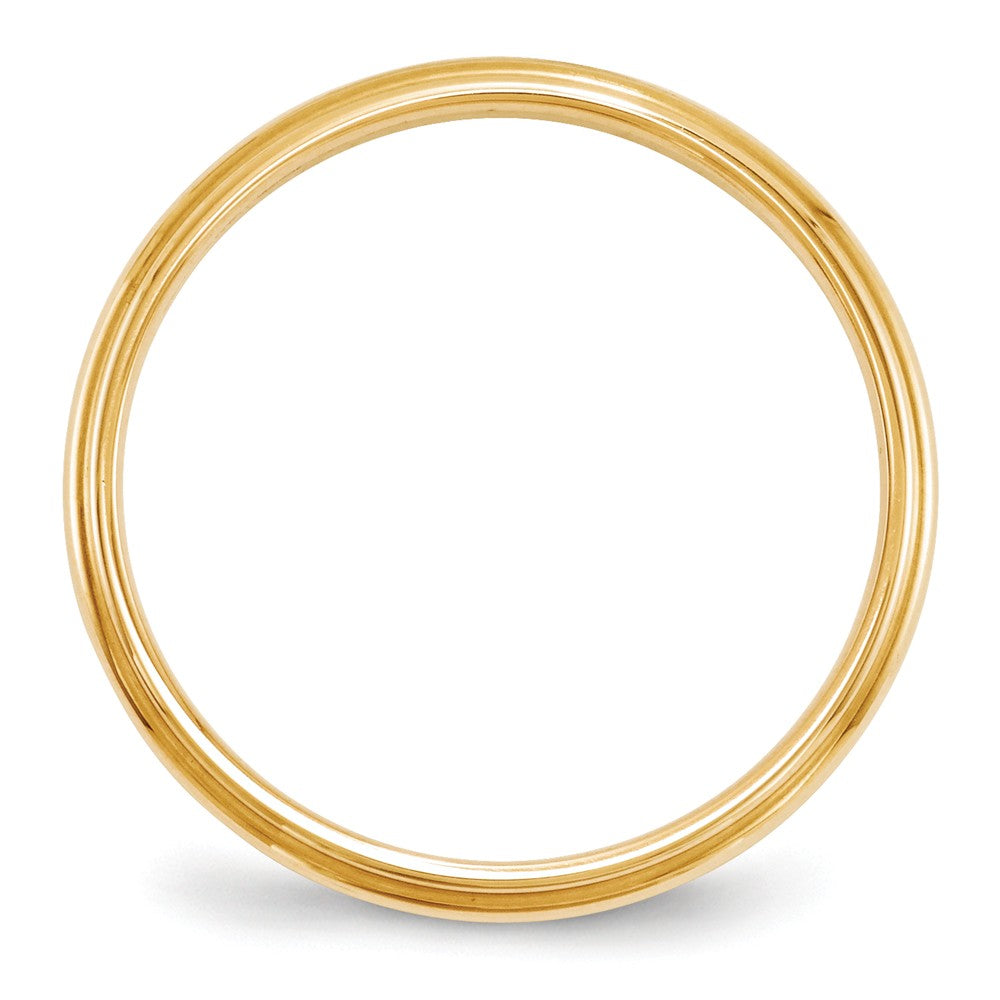 14k Yellow Gold 2.5mm Half Round with Edge Wedding Band Size 14