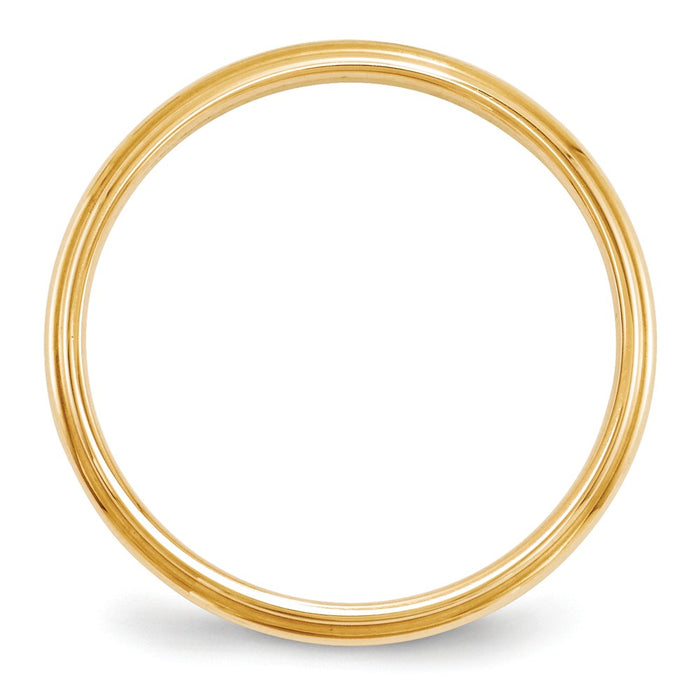 14k Yellow Gold 2.5mm Half Round with Edge Wedding Band Size 10.5