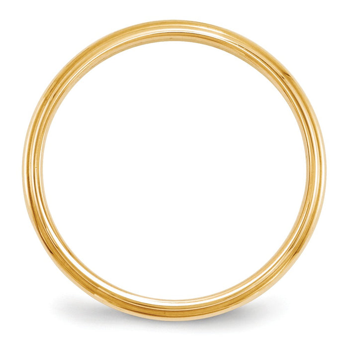 14k Yellow Gold 2.5mm Half Round with Edge Wedding Band Size 9.5