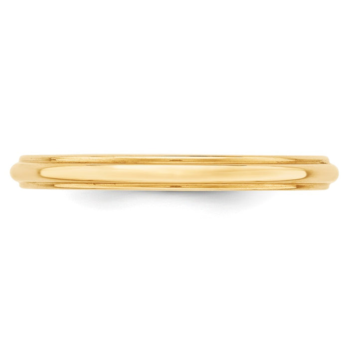 14k Yellow Gold 2.5mm Half Round with Edge Wedding Band Size 4