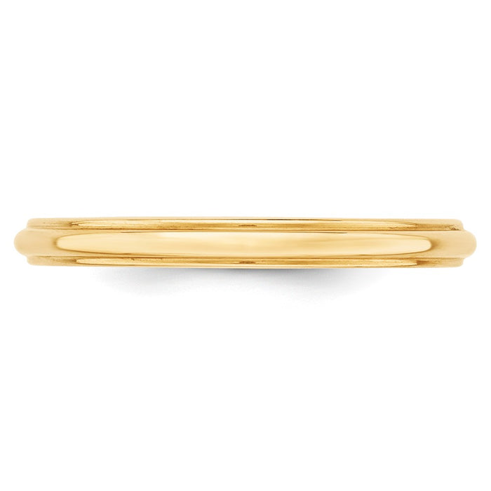 14k Yellow Gold 2.5mm Half Round with Edge Wedding Band Size 6.5