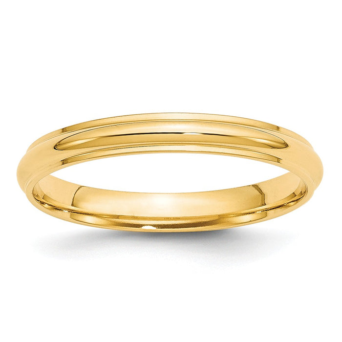 14k Yellow Gold 3mm Half Round with Edge Wedding Band Size 4.5