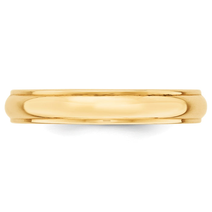 14k Yellow Gold 4mm Half Round with Edge Wedding Band Size 4