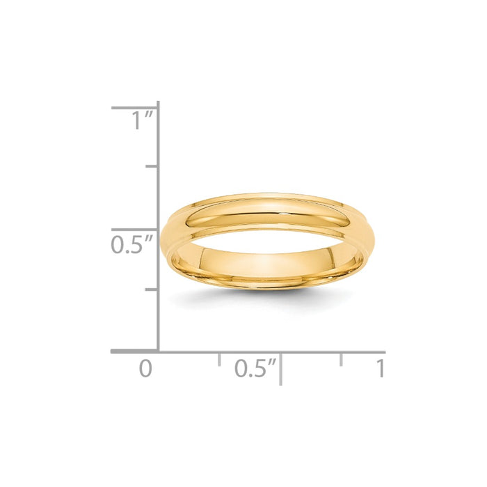 14k Yellow Gold 4mm Half Round with Edge Wedding Band Size 5