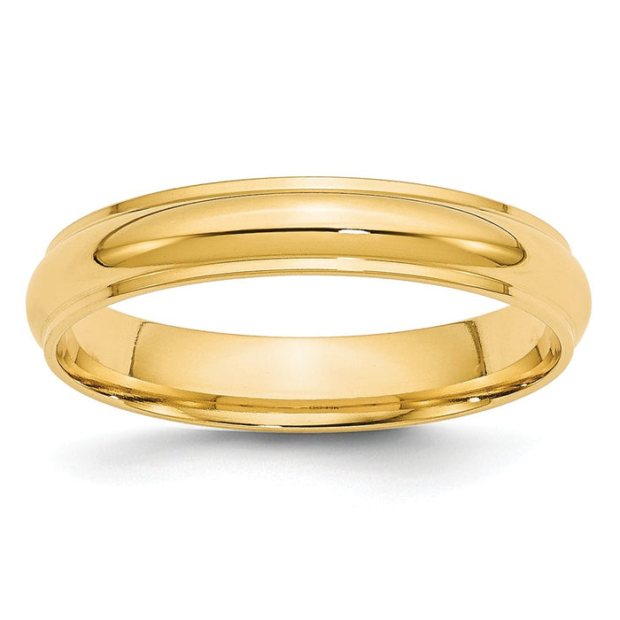 14k Yellow Gold 4mm Half Round with Edge Wedding Band Size 10
