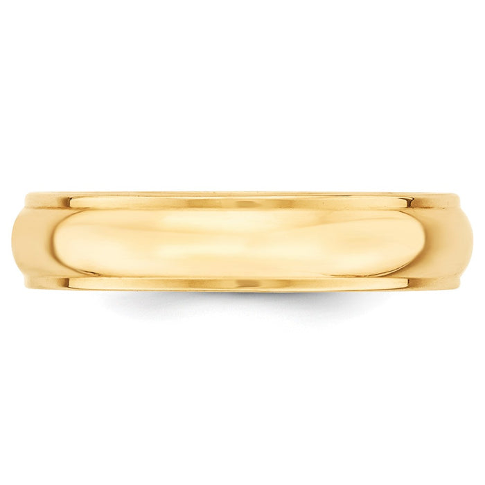 14k Yellow Gold 5mm Half Round with Edge Wedding Band Size 7.5