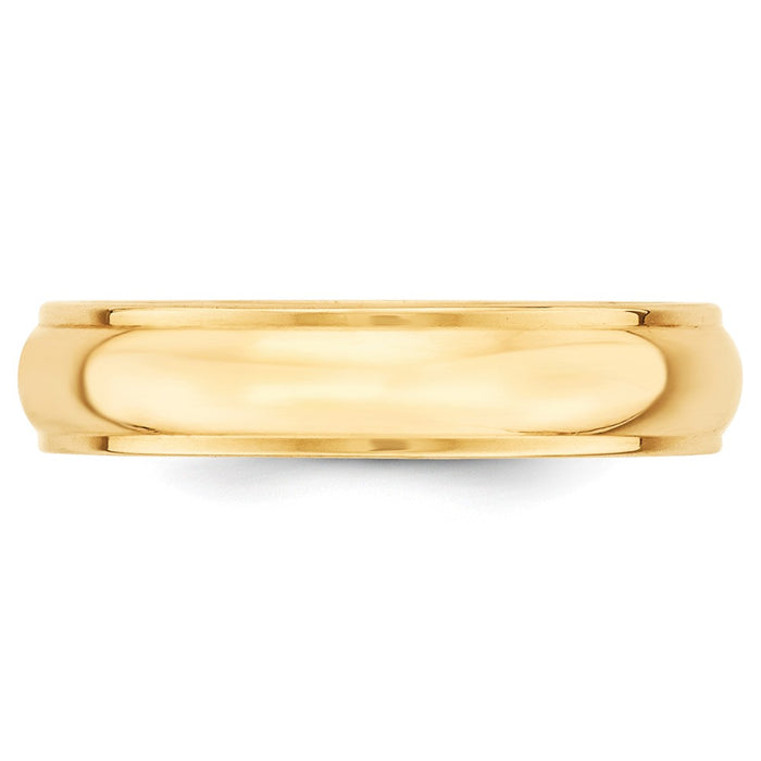 14k Yellow Gold 5mm Half Round with Edge Wedding Band Size 8.5