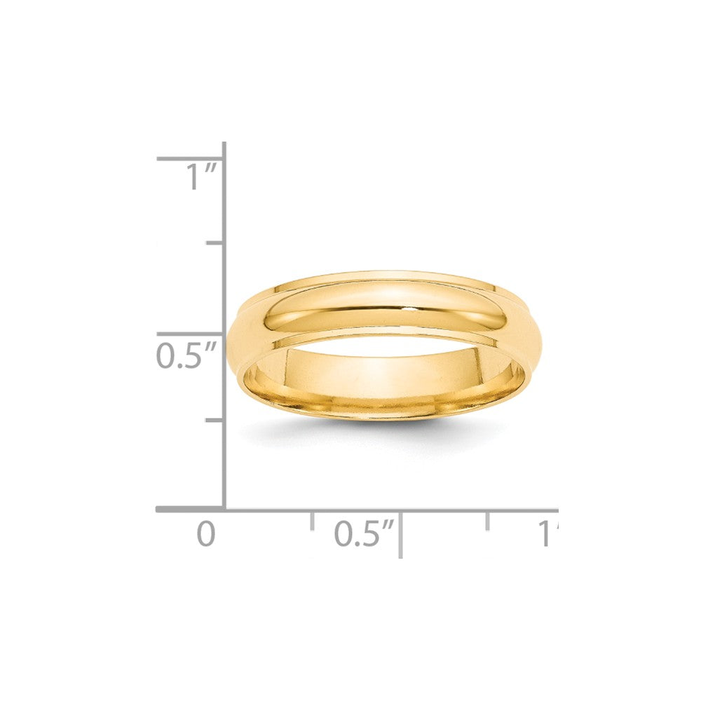 14k Yellow Gold 5mm Half Round with Edge Wedding Band Size 10.5