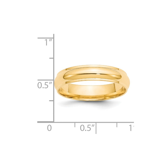 14k Yellow Gold 5mm Half Round with Edge Wedding Band Size 7.5