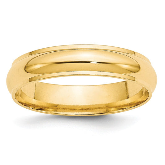 14k Yellow Gold 5mm Half Round with Edge Wedding Band Size 10