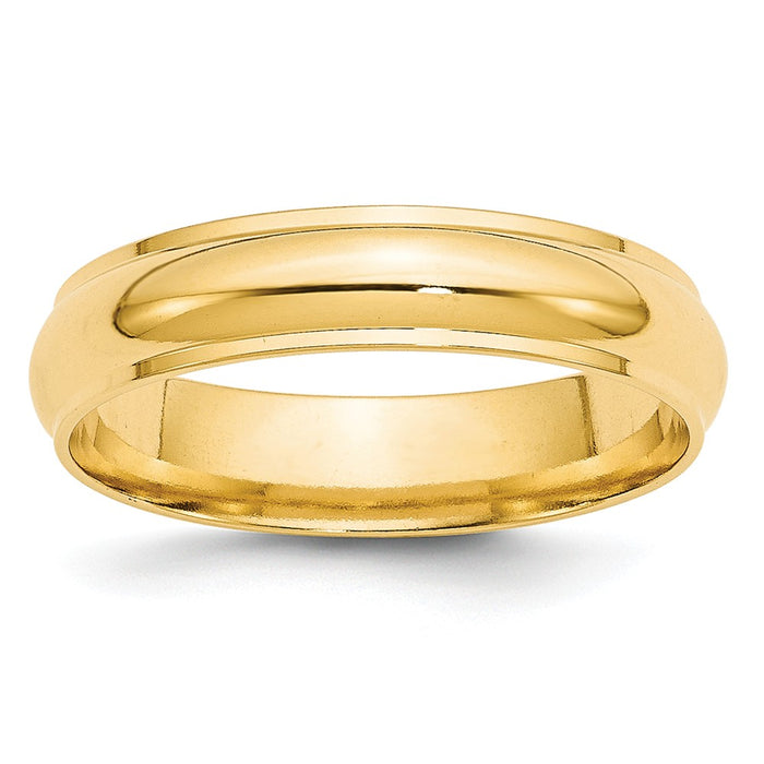 14k Yellow Gold 5mm Half Round with Edge Wedding Band Size 4