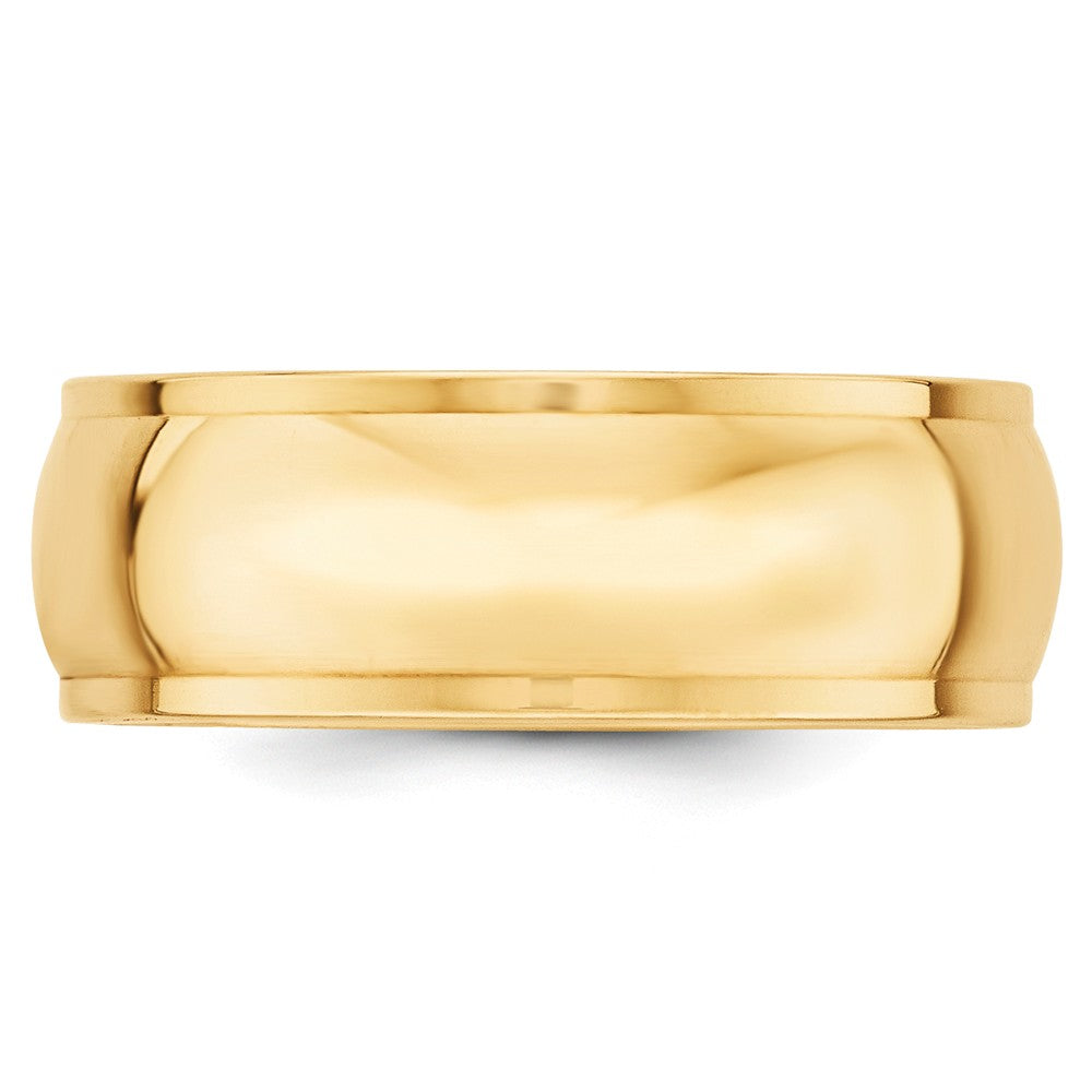 14k Yellow Gold 8mm Half Round with Edge Wedding Band Size 7.5