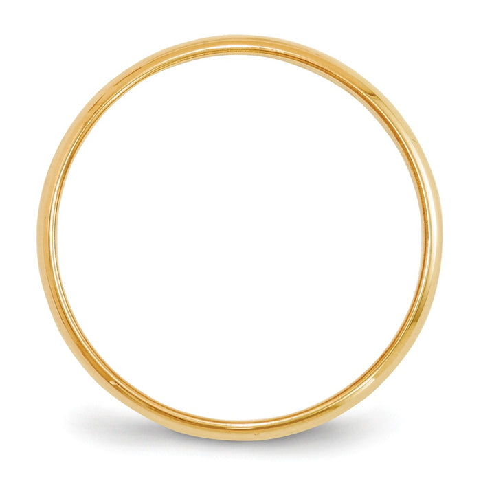 14k Yellow Gold 2mm LTW Half Round Wedding Band Size 5