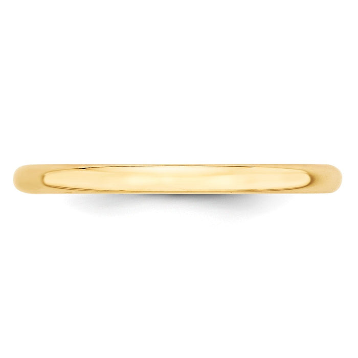 14k Yellow Gold 2mm LTW Half Round Wedding Band Size 5