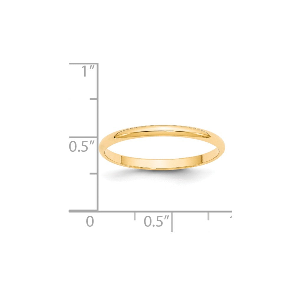 14k Yellow Gold 2mm LTW Half Round Wedding Band Size 4.5